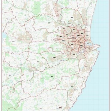 Postcode City Sector Map - Aberdeen - Colour - Overview