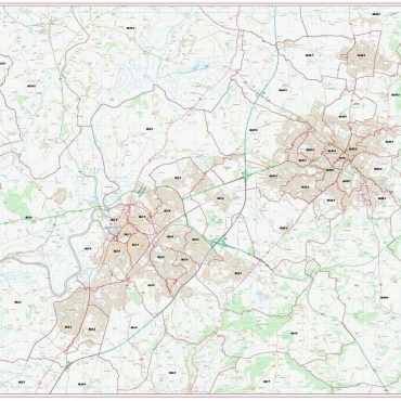 Postcode City Sector Map - Gloucester & Cheltenham - Colour - Overview