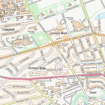 City Street Map - Central Edinburgh - Colour - Detail