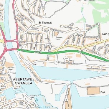 City Street Map - Central Swansea - Colour - Detail