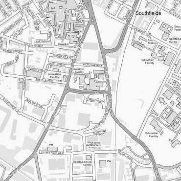 City Street Map - Central Leicester - Greyscale - Detail