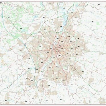 Postcode City Sector Map - Leicester - Colour - Overview