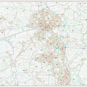 Postcode City Sector Map - Preston - Colour - Overview