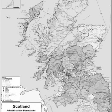 Compact Scotland Map - Admin Boundary Map - Greyscale - Overview