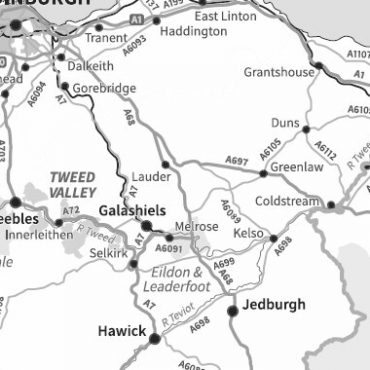 Compact Scotland Map - Travel Map -  Greyscale - Detail