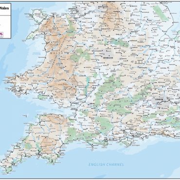 Relief Map 4 - Southern England & Wales - Colour - Overview
