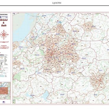 Postcode City Sector XL Map - Bristol & Bath - Dimensions