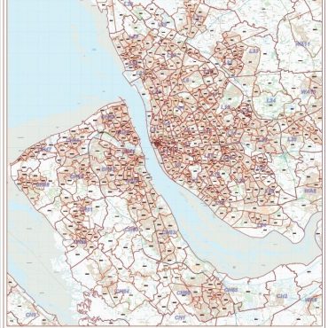 Postcode City Sector XL Map - Liverpool & The Wirral - Overview
