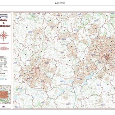 Postcode City Sector XL Map - Derby & Nottingham - Dimensions