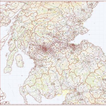 Postcode District Map 3 - Southern Scotland & Northumberland - Colour - Overview