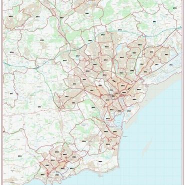 Postcode City Sector Map - Cardiff / Caerdydd - Colour - Overview